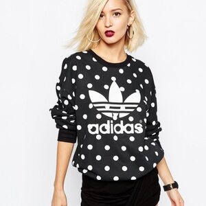 Adidas Originals Women's S Limited Edition Polka Dot Sweatshirt Black & …